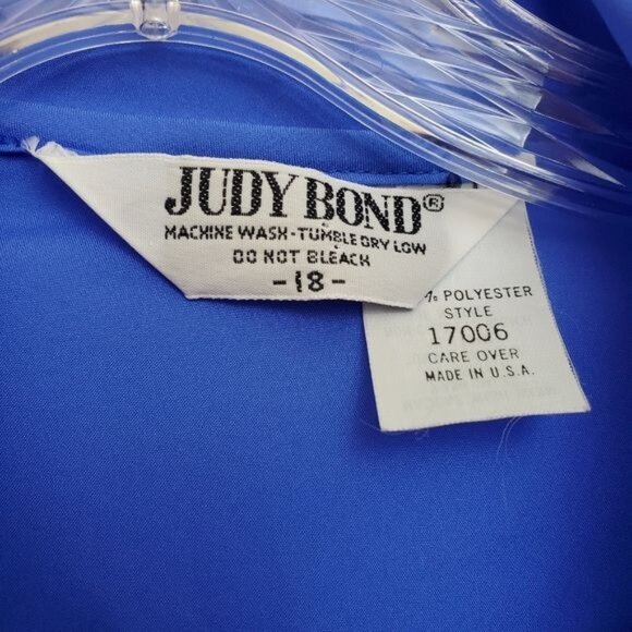 Vintage Judy Bond royal blue tie neck blouse - Picture 3 of 11